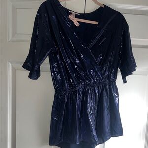 Victoria's Secret Shimmery Navy Wrap Romper